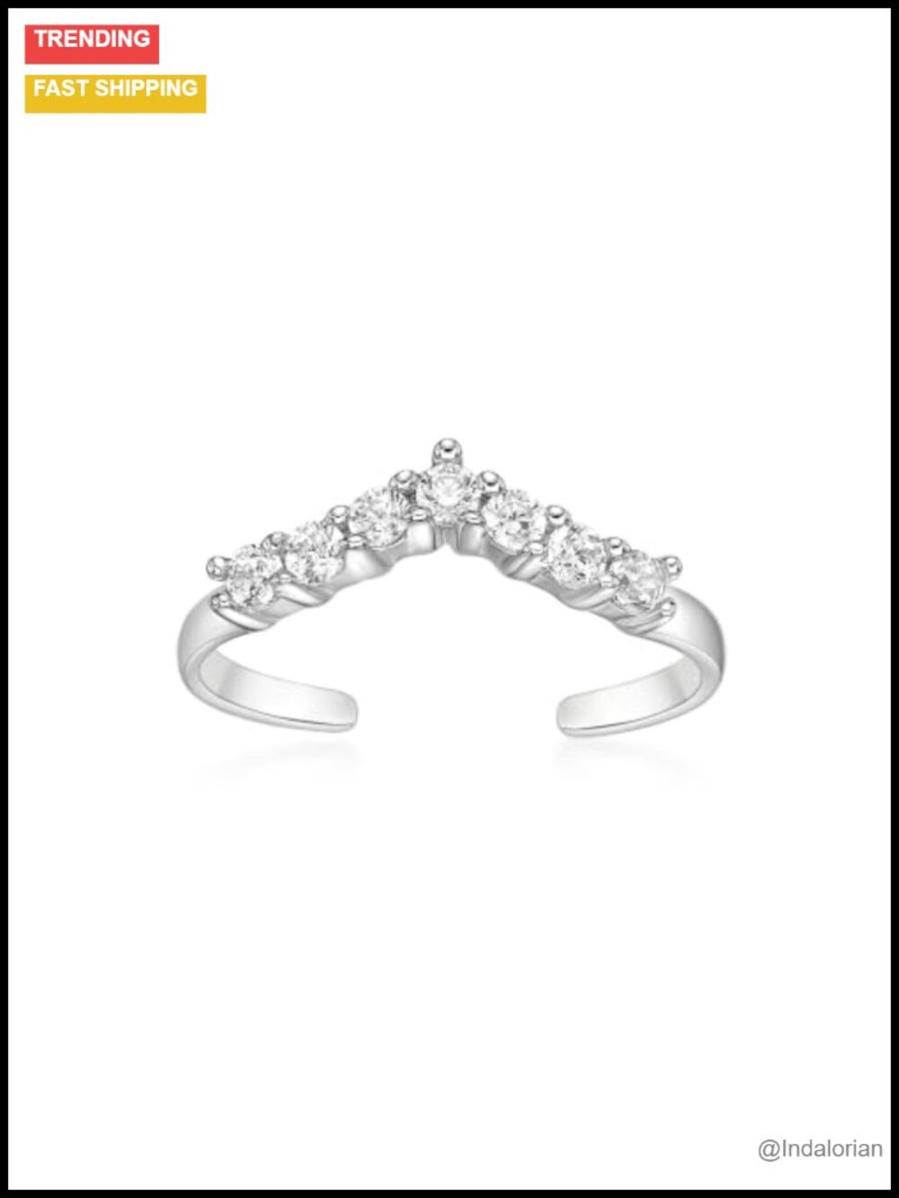 Lavari Jewelers Cubic Zirconia Open Band Chevron Toe Ring
